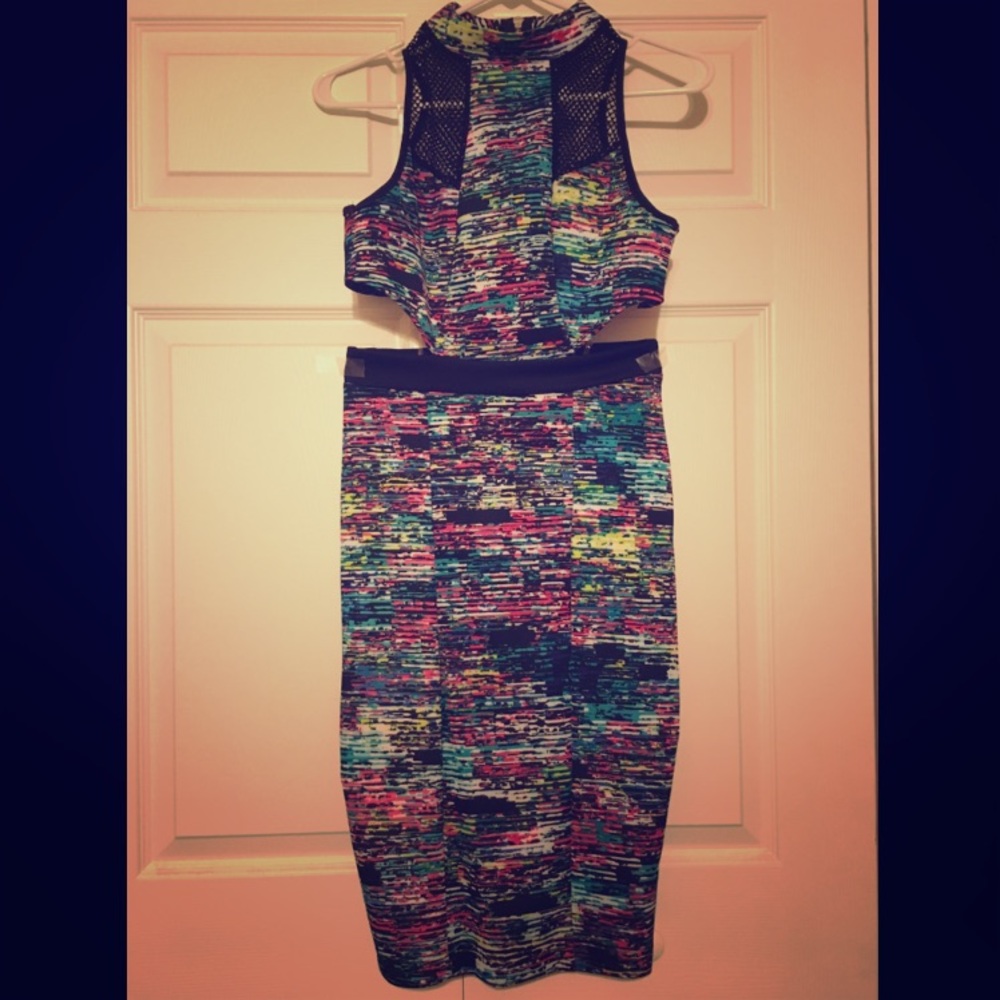 Charlotte Russe Mesh Cutout Midi Dress